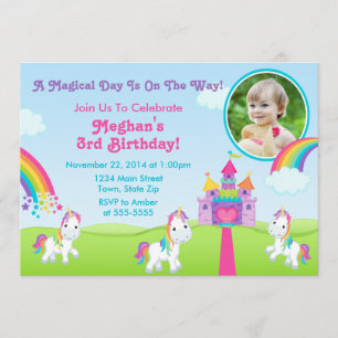 Invitation Anniversaire Unicorn 5x7 Carte photo