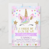 Invitation Anniversaire Unicorn Avec Parties scint (Devant)