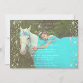 Invitation Anniversaire Unicorn Party Photo Gold Confetti Cor (Devant)