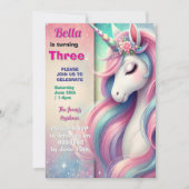 Invitation Anniversaire Unicorne Pastel Rainbow Pa (Devant)