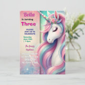 Invitation Anniversaire Unicorne Pastel Rainbow Pa (Debout devant)