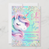 Invitation Anniversaire Unicorne Pastel Rainbow Pa (Devant)