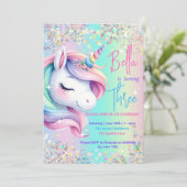 Invitation Anniversaire Unicorne Pastel Rainbow Pa (Debout devant)