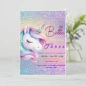 Invitation Anniversaire Unicorne Pastel Rainbow Pa (Debout devant)