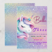 Invitation Anniversaire Unicorne Pastel Rainbow Pa (Devant / Derrière)