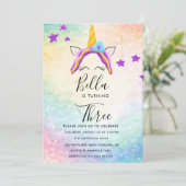 Invitation Anniversaire Unicorne Pastel Rainbow Pa (Debout devant)