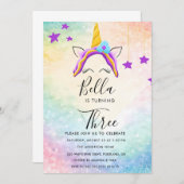 Invitation Anniversaire Unicorne Pastel Rainbow Pa (Devant / Derrière)