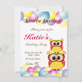 Invitation Anniversaire unique de la chouette (Devant)