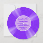 Invitation Anniversaire unique de vinyle violet (Dos)
