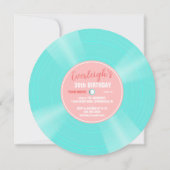 Invitation Anniversaire unique en vinyle rose et turquoise (Dos)