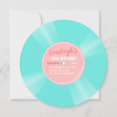 Invitation Anniversaire unique en vinyle rose et turquoise (Devant)