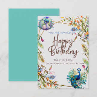 Invitation Anniversaire unique Peacock Patina