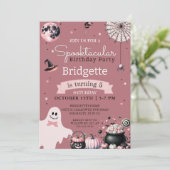 Invitation Anniversaire unique Spooktacular Pink Halloween (Debout devant)