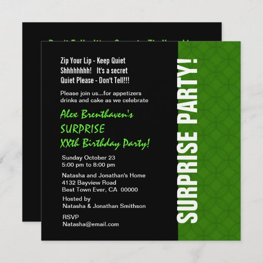 Invitation Anniversaire V01G vert clair moderne d'année de (Devant / Derrière)