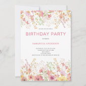 Invitation Anniversaire végétal rose (Devant)