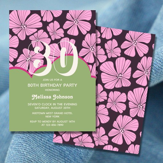 Invitation Anniversaire vert Abstrait de Chamomille Rétro