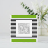 Invitation Anniversaire Vert Citron Rayure Noire P (Debout devant)