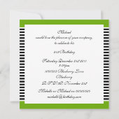 Invitation Anniversaire Vert Citron Rayure Noire P (Dos)