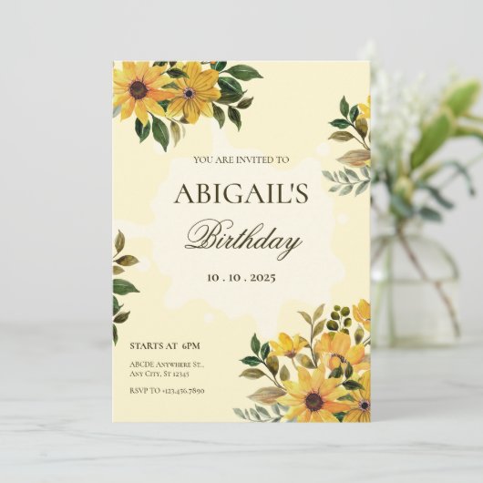 Invitation Anniversaire vert jaune (Debout devant)