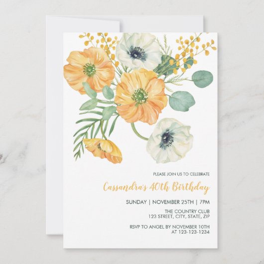 Invitation Anniversaire vert orange et blanc (Devant)