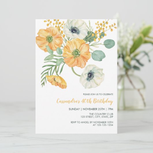 Invitation Anniversaire vert orange et blanc (Debout devant)