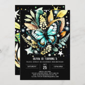 Invitation Anniversaire vert Sage enchanté (Devant / Derrière)