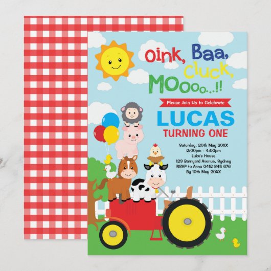 Invitation Anniversaire vibrant de parc animalier de (Devant / Derrière)