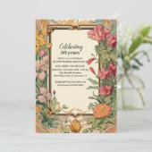 Invitation Anniversaire vintage Art Nouveau Mariage (Debout devant)