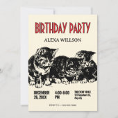 Invitation anniversaire vintage aux chats (Devant)