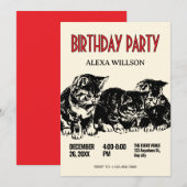 Invitation anniversaire vintage aux chats (Devant / Derrière)