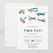 Invitation Anniversaire vintage de deux vols - 2e anniversair (Devant / Derrière)