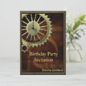 Invitation Anniversaire vintage de Steampunk (Debout devant)