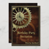 Invitation Anniversaire vintage de Steampunk (Devant / Derrière)