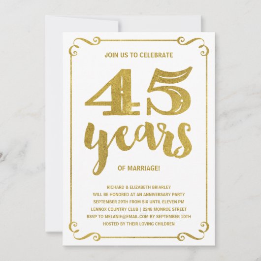 Invitation Anniversaire vintage de typographie (Devant)