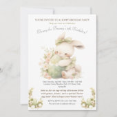 Invitation Anniversaire vintage du lapin de Pâques (Devant)