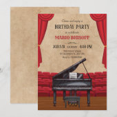 Invitation anniversaire vintage et élégant du piano (Devant / Derrière)