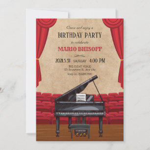 Invitation anniversaire vintage et élégant du piano