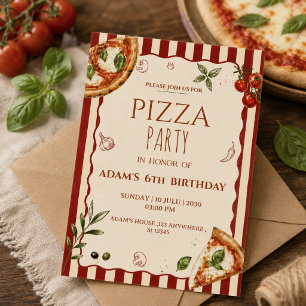 Invitation anniversaire vintage fête de pizza