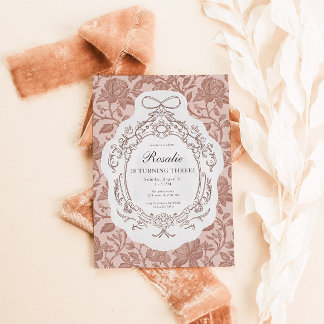 Invitation Anniversaire vintage Floral Preppy