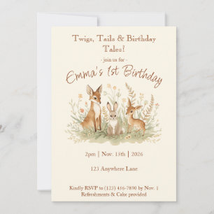 Invitation Anniversaire vintage forestier