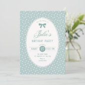 Invitation Anniversaire vintage pastel bleu (Debout devant)