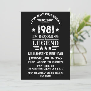 Invitation Anniversaire vintage personnalisé noir blanc