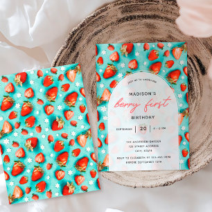 Invitation Anniversaire Vintage Strawberry Retro Berry Premie