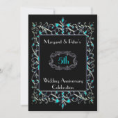 Invitation anniversaire vintage turquoise et argen (Devant)