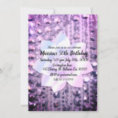 Invitation Anniversaire violet et rose élégant perlé (Devant)