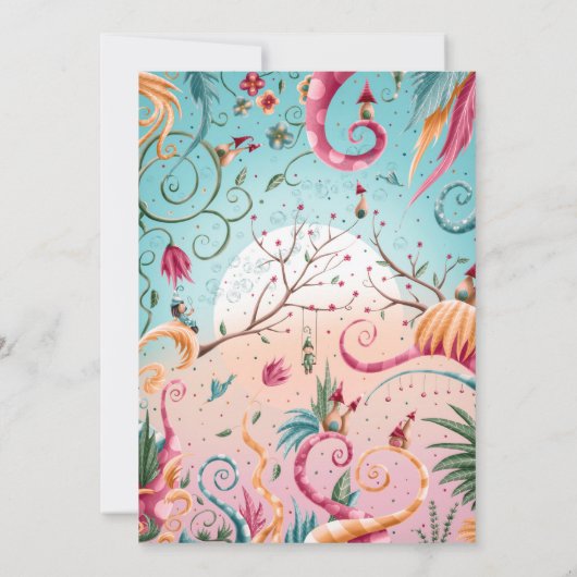 Invitation Anniversaire virtuel, maisons blanches fleuries et (Dos)