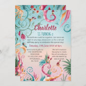 Invitation Anniversaire virtuel, maisons blanches fleuries et (Devant / Derrière)