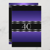 Invitation Anniversaire Vitre pourpre avec Noir Gr (Devant / Derrière)