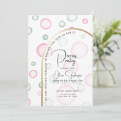 Invitation Anniversaire | Vivante bulles rose et vert (Debout devant)