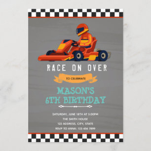Invitation Anniversaire voiture de course karting